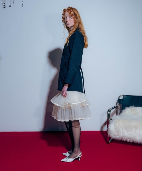Carmelo(カーメロ)の「Veil Peplum Midi Skirt / ティアードチュールミディスカート(スカート・レディース・アイボリー/ブラック・FREE)」の19枚目の写真