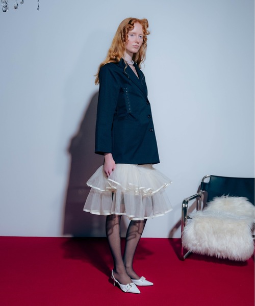Carmelo(カーメロ)の「Veil Peplum Midi Skirt / ティアードチュールミディスカート(スカート・レディース・アイボリー/ブラック・FREE)」の22枚目の写真