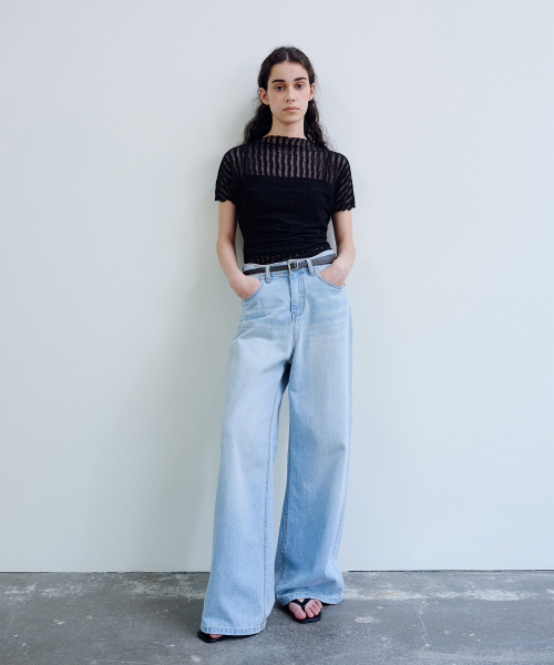 MOHAN(モハン)の「TIR BELTED LOOSE FIT DENIM_LIGHT BLUE(デニムパンツ・レディース・スカイブルー・SMALL/LARGE/MEDIUM)」の5枚目の写真