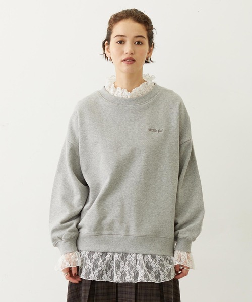 MILKFED.（ミルクフェド）の「LAYERED LACE TOP（スウェット・レディース・アッシュ/オフホワイト/ブラック・ONE SIZE）」の3枚目の写真