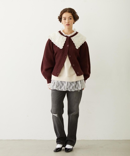 MILKFED.（ミルクフェド）の「LAYERED LACE TOP（スウェット・レディース・アッシュ/オフホワイト/ブラック・ONE SIZE）」の10枚目の写真