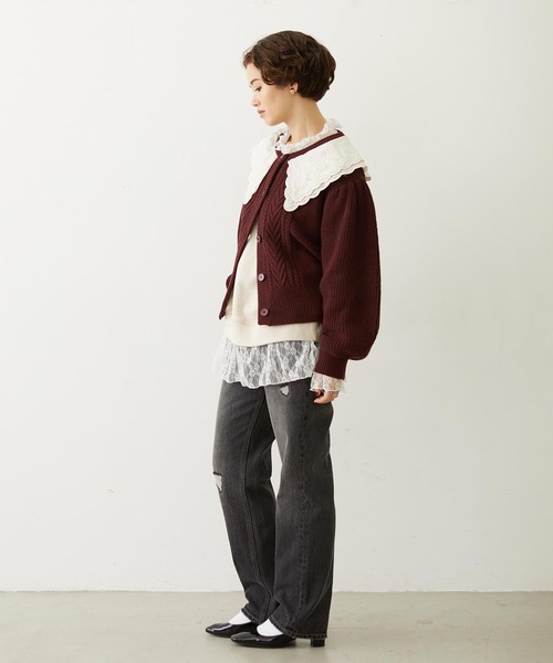 MILKFED.（ミルクフェド）の「LAYERED LACE TOP（スウェット・レディース・アッシュ/オフホワイト/ブラック・ONE SIZE）」の11枚目の写真