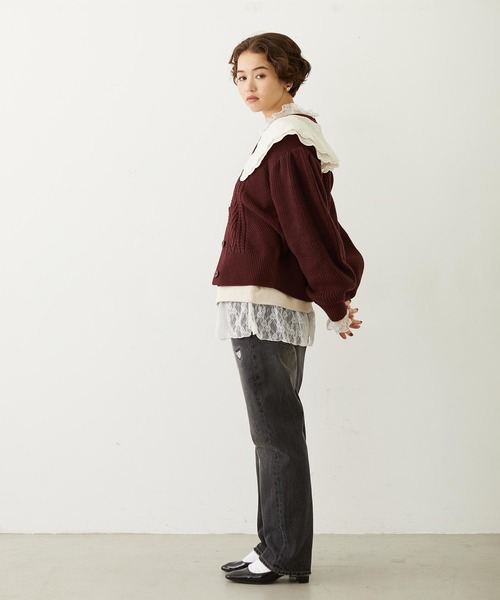 MILKFED.（ミルクフェド）の「LAYERED LACE TOP（スウェット・レディース・アッシュ/オフホワイト/ブラック・ONE SIZE）」の12枚目の写真