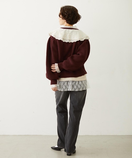 MILKFED.（ミルクフェド）の「LAYERED LACE TOP（スウェット・レディース・アッシュ/オフホワイト/ブラック・ONE SIZE）」の13枚目の写真