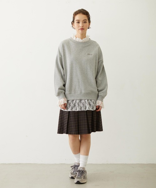 MILKFED.（ミルクフェド）の「LAYERED LACE TOP（スウェット・レディース・アッシュ/オフホワイト/ブラック・ONE SIZE）」の16枚目の写真