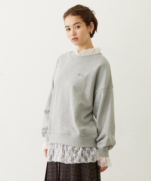 MILKFED.（ミルクフェド）の「LAYERED LACE TOP（スウェット・レディース・アッシュ/オフホワイト/ブラック・ONE SIZE）」の14枚目の写真