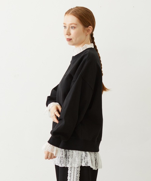 MILKFED.（ミルクフェド）の「LAYERED LACE TOP（スウェット・レディース・アッシュ/オフホワイト/ブラック・ONE SIZE）」の21枚目の写真