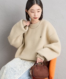 [nenom/ネノム] ワンポイントロゴ刺繍 Wフェイスニットプルオーバー