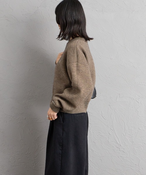 JEANS FACTORY （ジーンズファクトリー）の「[nenom/ネノム] ワンポイントロゴ刺繍 Wフェイスニットプルオーバー（ニット/セーター・レディース・チャコール/モカ/ベージュ/ブラック・F）」の18枚目の写真