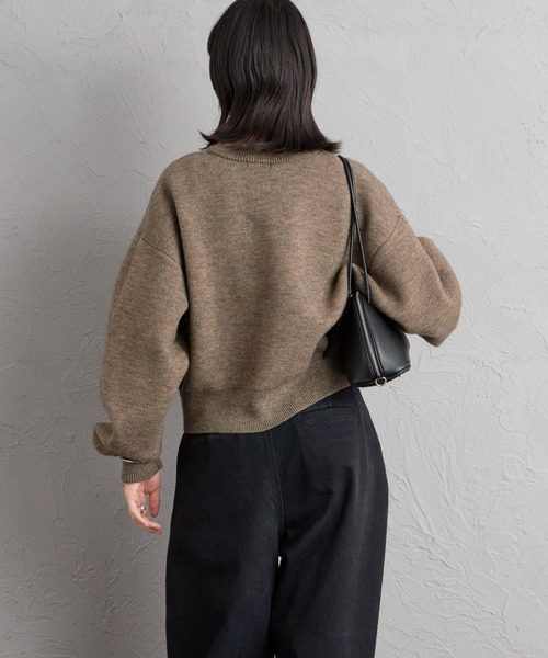 JEANS FACTORY （ジーンズファクトリー）の「[nenom/ネノム] ワンポイントロゴ刺繍 Wフェイスニットプルオーバー（ニット/セーター・レディース・チャコール/モカ/ベージュ/ブラック・F）」の19枚目の写真