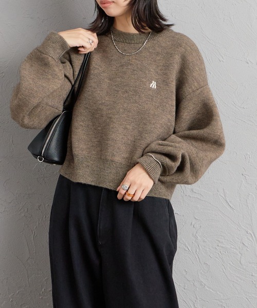 JEANS FACTORY （ジーンズファクトリー）の「[nenom/ネノム] ワンポイントロゴ刺繍 Wフェイスニットプルオーバー（ニット/セーター・レディース・チャコール/モカ/ベージュ/ブラック・F）」の17枚目の写真