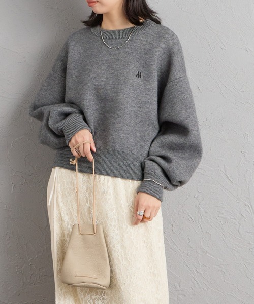 JEANS FACTORY （ジーンズファクトリー）の「[nenom/ネノム] ワンポイントロゴ刺繍 Wフェイスニットプルオーバー（ニット/セーター・レディース・チャコール/モカ/ベージュ/ブラック・F）」の9枚目の写真