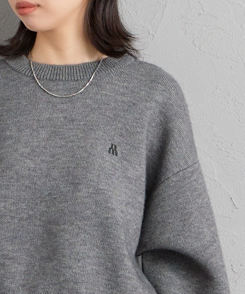 JEANS FACTORY （ジーンズファクトリー）の「[nenom/ネノム] ワンポイントロゴ刺繍 Wフェイスニットプルオーバー（ニット/セーター・レディース・チャコール/モカ/ベージュ/ブラック・F）」の15枚目の写真