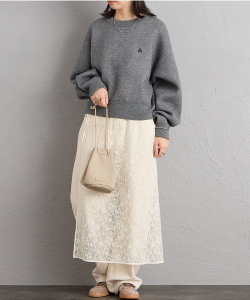 JEANS FACTORY （ジーンズファクトリー）の「[nenom/ネノム] ワンポイントロゴ刺繍 Wフェイスニットプルオーバー（ニット/セーター・レディース・チャコール/モカ/ベージュ/ブラック・F）」の12枚目の写真