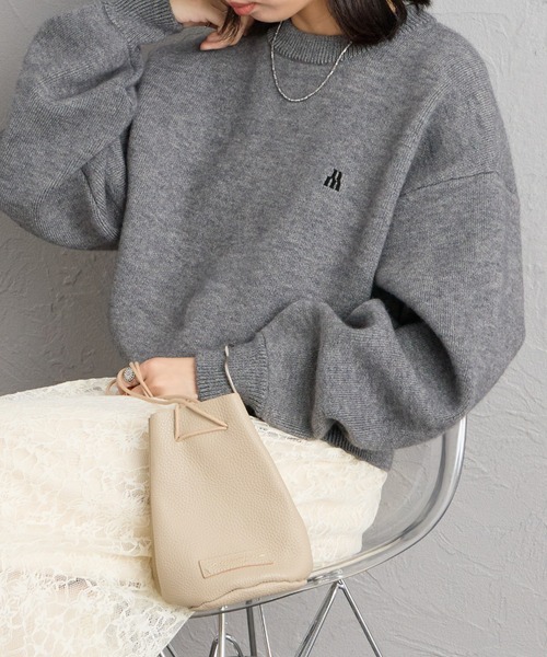 JEANS FACTORY （ジーンズファクトリー）の「[nenom/ネノム] ワンポイントロゴ刺繍 Wフェイスニットプルオーバー（ニット/セーター・レディース・チャコール/モカ/ベージュ/ブラック・F）」の7枚目の写真