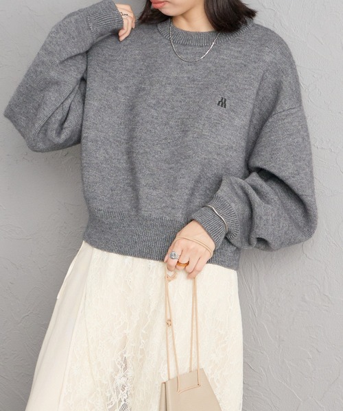 JEANS FACTORY （ジーンズファクトリー）の「[nenom/ネノム] ワンポイントロゴ刺繍 Wフェイスニットプルオーバー（ニット/セーター・レディース・チャコール/モカ/ベージュ/ブラック・F）」の8枚目の写真