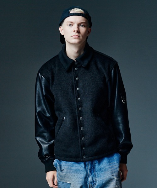 glamb(グラム)の「Collared Stadium Jacket / カラースタジアムジャケット(スタジャン・メンズ・ブラック/ワイン・S/M/L)」の6枚目の写真