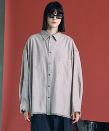 《UNISEX》【Italian Dead Stock Fabric】Prime-Over Regular Collar Cut-off Plaid Shirt/【イタリアンデッドストックファブリック】プライムオーバーレギュラーカラーカットオフシャツ【MAISON SPECIAL/メゾンスペシャル】