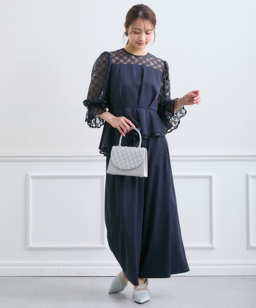 Jolie et Jolie(ジョリーエジョリー)の「【結婚式・パーティードレス】格子柄フラップハンドバッグ(ハンドバッグ・レディース・アイボリー/グレー・FREE)」の7枚目の写真