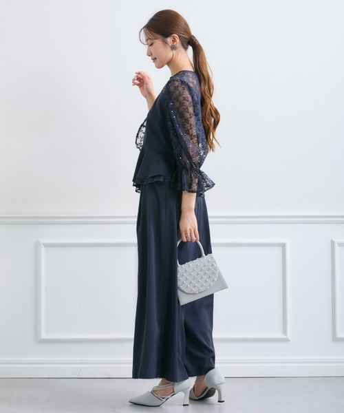 Jolie et Jolie(ジョリーエジョリー)の「【結婚式・パーティードレス】格子柄フラップハンドバッグ(ハンドバッグ・レディース・アイボリー/グレー・FREE)」の9枚目の写真