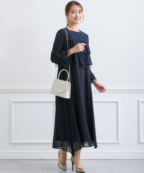 Jolie et Jolie(ジョリーエジョリー)の「【結婚式・パーティードレス】格子柄フラップハンドバッグ(ハンドバッグ・レディース・アイボリー/グレー・FREE)」の12枚目の写真