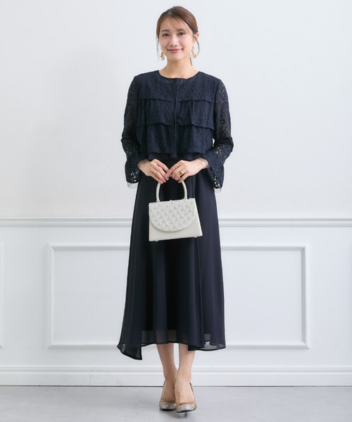 Jolie et Jolie(ジョリーエジョリー)の「【結婚式・パーティードレス】格子柄フラップハンドバッグ(ハンドバッグ・レディース・アイボリー/グレー・FREE)」の14枚目の写真