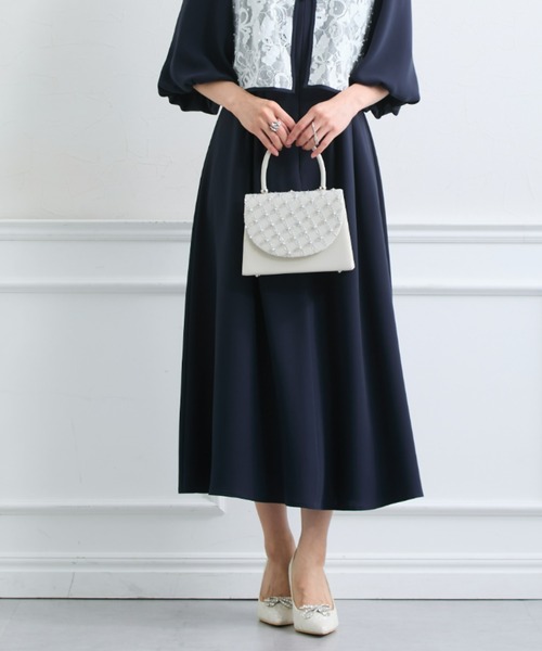 Jolie et Jolie(ジョリーエジョリー)の「【結婚式・パーティードレス】格子柄フラップハンドバッグ(ハンドバッグ・レディース・アイボリー/グレー・FREE)」の3枚目の写真
