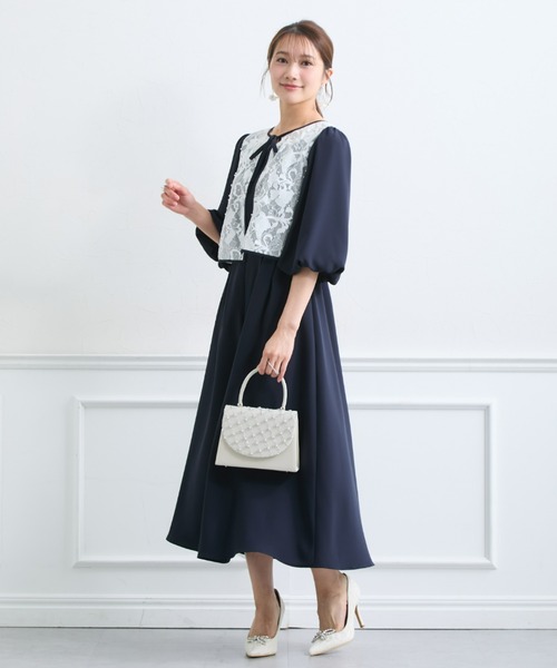 Jolie et Jolie(ジョリーエジョリー)の「【結婚式・パーティードレス】格子柄フラップハンドバッグ(ハンドバッグ・レディース・アイボリー/グレー・FREE)」の5枚目の写真