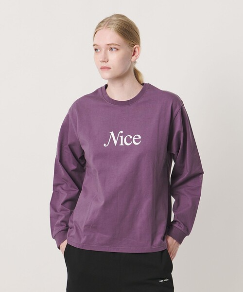 NICE WEATHER（ナイスウェザー）の「＜NICE WEATHER＞NICE ロゴ ロング スリーブTシャツ（Tシャツ/カットソー・メンズ・ブラック/パープル/ホワイト/ダークグレー・L/XS/M/S）」の4枚目の写真