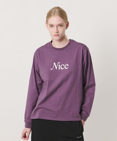 NICE WEATHER（ナイスウェザー）の「＜NICE WEATHER＞NICE ロゴ ロング スリーブTシャツ（Tシャツ/カットソー・メンズ・ブラック/パープル/ホワイト/ダークグレー・L/XS/M/S）」の5枚目の写真