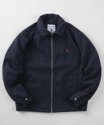 【80】【U.S. POLO ASSN/ユー.エス. ポロアッスン】 襟付き メルトン ジップブルゾン/ライトメルトン/ワンポイント刺繍/トラッド/プレッピー/ユニセックス/レディース/メンズ