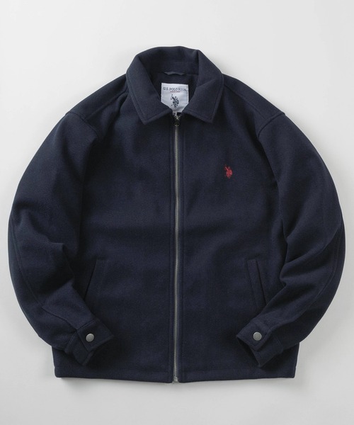 U.S. POLO ASSN.(ユーエスポロアッスン)の「【80】【U.S. POLO ASSN/ユー.エス. ポロアッスン】 襟付き メルトン ジップブルゾン/ライトメルトン/ワンポイント刺繍/トラッド/プレッピー/ユニセックス/レディース/メンズ(ブルゾン・メンズ・ネイビー/アイボリー/キャメル/チャコールグレー/ブラック・L/M)」の4枚目の写真