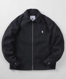 【80】【U.S. POLO ASSN./ユーエスポロアッスン】 襟付き メルトン ジップブルゾン/ライトメルトン/ワンポイント刺繍/トラッド/プレッピー/ユニセックス/レディース/メンズ