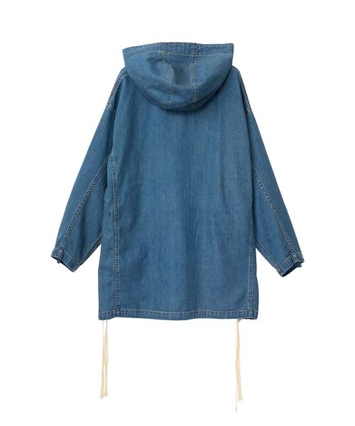 HYSTERIC GLAMOUR(ヒステリックグラマー)の「FUZZY BEAT フードデニムプルオーバー(シャツ/ブラウス・レディース・ライトインディゴブルー/ブラック・FREE)」の3枚目の写真