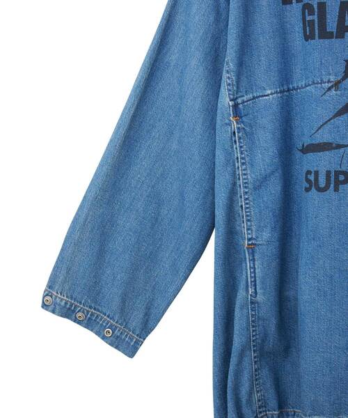 HYSTERIC GLAMOUR(ヒステリックグラマー)の「FUZZY BEAT フードデニムプルオーバー(シャツ/ブラウス・レディース・ライトインディゴブルー/ブラック・FREE)」の6枚目の写真