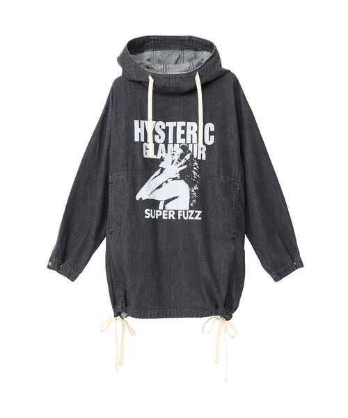 HYSTERIC GLAMOUR(ヒステリックグラマー)の「FUZZY BEAT フードデニムプルオーバー(シャツ/ブラウス・レディース・ライトインディゴブルー/ブラック・FREE)」の8枚目の写真