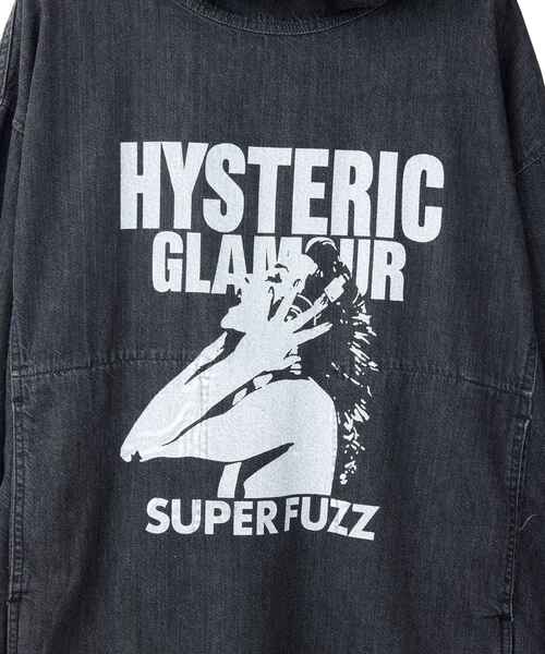HYSTERIC GLAMOUR(ヒステリックグラマー)の「FUZZY BEAT フードデニムプルオーバー(シャツ/ブラウス・レディース・ライトインディゴブルー/ブラック・FREE)」の9枚目の写真