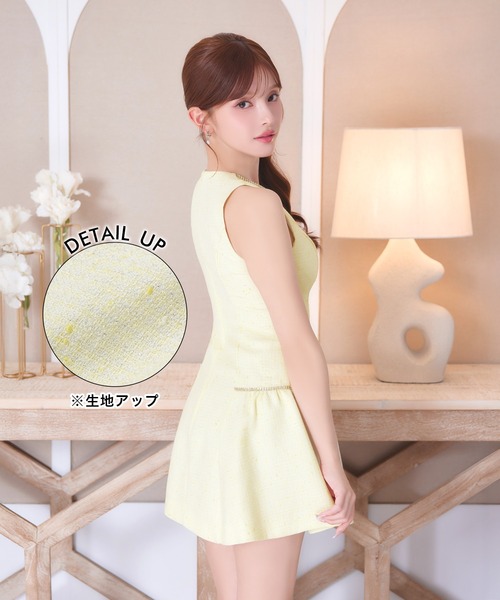DAZZY（デイジー）の「ラメツイードビジューAラインミニ丈キャバドレス（ドレス・レディース・イエロー・M/S/XS）」の21枚目の写真
