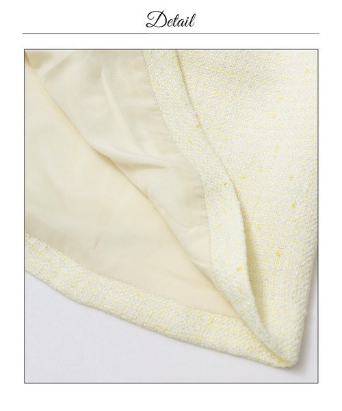 DAZZY（デイジー）の「ラメツイードビジューAラインミニ丈キャバドレス（ドレス・レディース・イエロー・M/S/XS）」の7枚目の写真