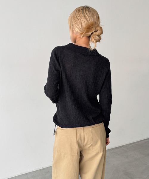 CANAL JEAN（キャナルジーン）の「El mar　ウールポロ襟ニット（ニット/セーター・レディース・ブラウン/チャコールグレー・ONE SIZE）」の5枚目の写真