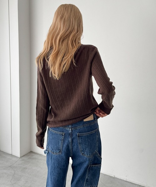CANAL JEAN（キャナルジーン）の「El mar　ウールポロ襟ニット（ニット/セーター・レディース・ブラウン/チャコールグレー・ONE SIZE）」の10枚目の写真