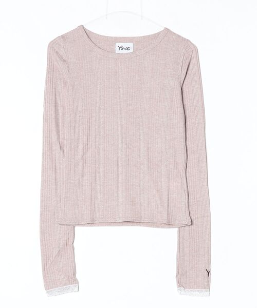younger song（ヤンガーソング）の「Lame rib long tee ｡ｼyung｡ｽ（Tシャツ/カットソー・メンズ・アイボリー/Black/ブラウン・フリー）」の3枚目の写真