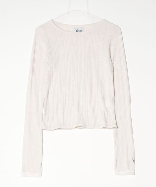 younger song（ヤンガーソング）の「Lame rib long tee ｡ｼyung｡ｽ（Tシャツ/カットソー・メンズ・アイボリー/Black/ブラウン・フリー）」の2枚目の写真