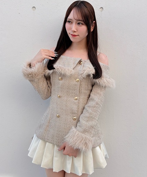 NOMAE(ノーマエ)の「ツイードオフショルファートップス(シャツ/ブラウス・レディース・ベージュ系その他/ホワイト系その他/ブラック系その他・FREE)」の3枚目の写真