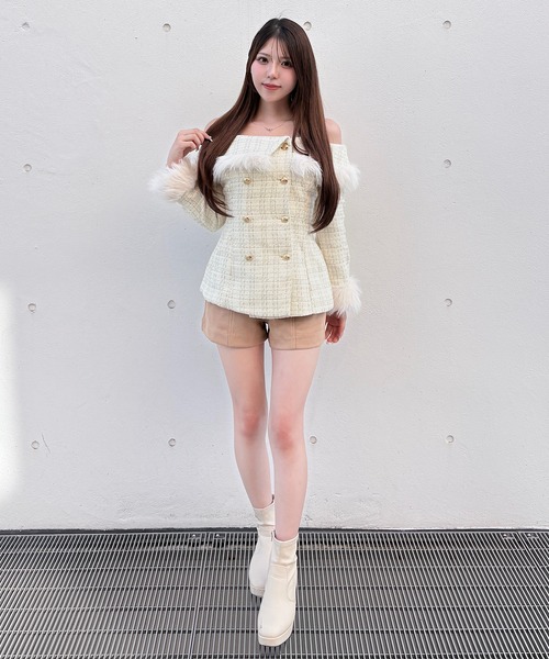 NOMAE(ノーマエ)の「ツイードオフショルファートップス(シャツ/ブラウス・レディース・ベージュ系その他/ホワイト系その他/ブラック系その他・FREE)」の4枚目の写真