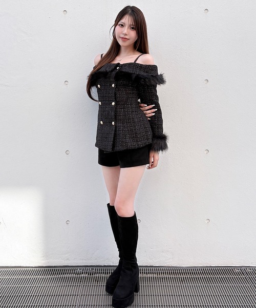 NOMAE(ノーマエ)の「ツイードオフショルファートップス(シャツ/ブラウス・レディース・ベージュ系その他/ホワイト系その他/ブラック系その他・FREE)」の7枚目の写真