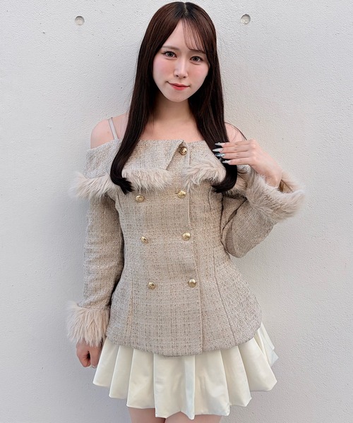 NOMAE(ノーマエ)の「ツイードオフショルファートップス(シャツ/ブラウス・レディース・ベージュ系その他/ホワイト系その他/ブラック系その他・FREE)」の8枚目の写真