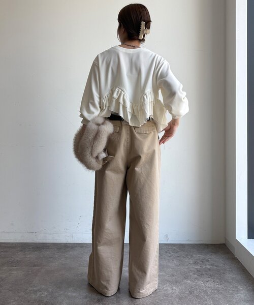 DouDou(ドゥドゥ)の「【WEB限定】 前後2wayカットジョーゼット裾フリルブラウス(シャツ/ブラウス・レディース・ブラック/アイボリー・FREE)」の8枚目の写真