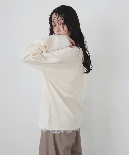 LIAN(リアン)の「【ZOZOTOWN限定商品】レースドッキングVネックプルオーバー(ニット/セーター・レディース・ブラウン/チャコールグレー/ブラック/アイボリー・FREE)」の13枚目の写真