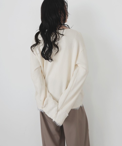 LIAN(リアン)の「【ZOZOTOWN限定商品】レースドッキングVネックプルオーバー(ニット/セーター・レディース・ブラウン/チャコールグレー/ブラック/アイボリー・FREE)」の14枚目の写真